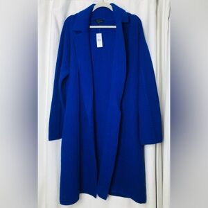 Ann Taylor Long Sweater Duster Coatigan Cardigan Cobalt Blue Size Large NWT